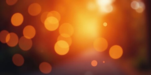 Obraz premium Warm Orange Bokeh Background with Soft Blurred Lights, atmosphere, soft