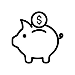 Obraz premium Piggy bank illustration with dollar coin deposit in simple style 