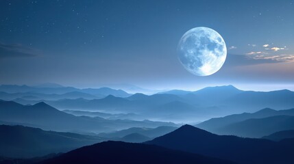 Majestic Moonlit Mountain Range