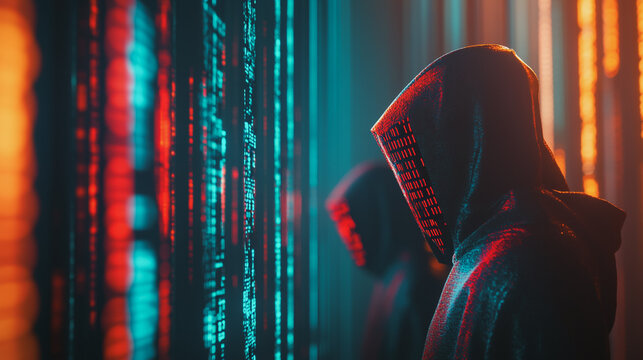 Hackers are planning to hack and attack Zeroday networks and cyber security systems in Smart digital city with Data center on cloud cyber security and Blue Binary Data Software Programming Code 
