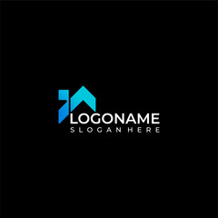 Obraz premium Letter IA home or roof arrow logo concept vector icon