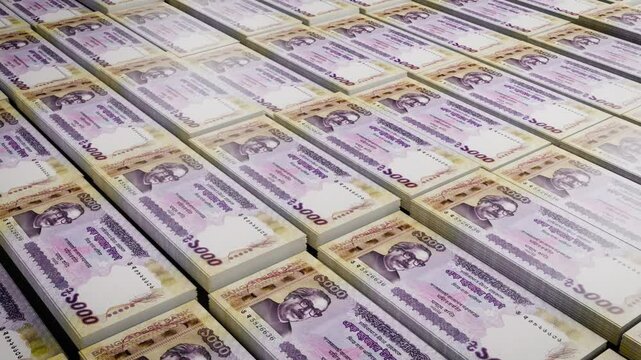Bangladeshi 1000 Taka Banknote on Floor with Camera Movement &ndash; Close-Up Stock Footage. BD one thousand TK concept of finance and money