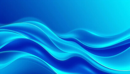 Fototapeta premium Abstract Blue Wavy Background with Smooth Flowing Curves and Gradient Effects