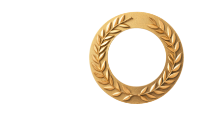 Golden laurel wreath, symbol of victory and achievement, cut out transparent