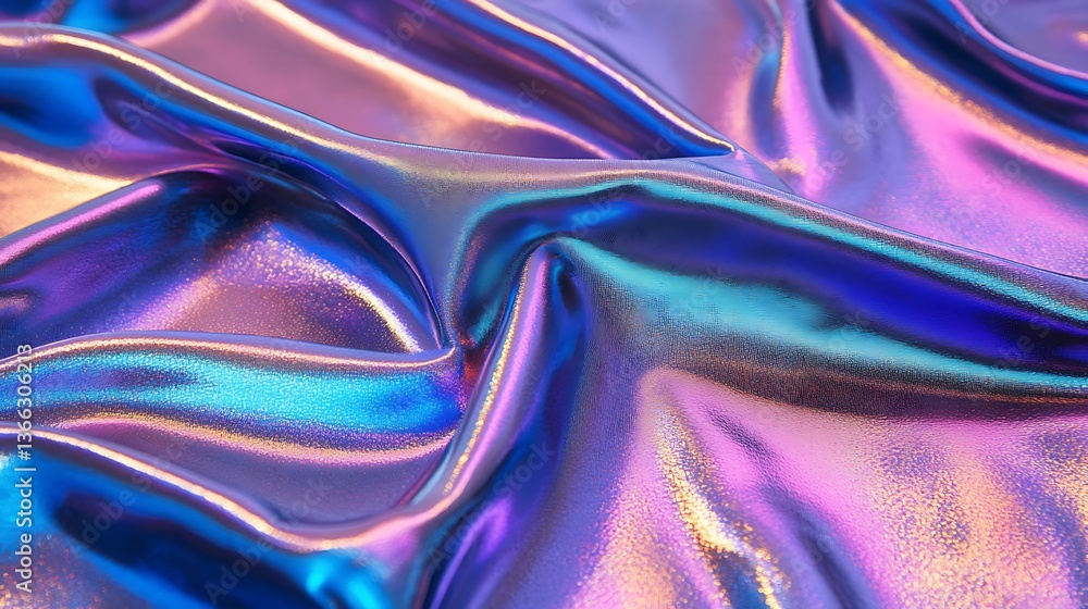 Aufkleber abstract iridescent fabric with dynamic waves and colorful reflections creates a modern, eye-catchin