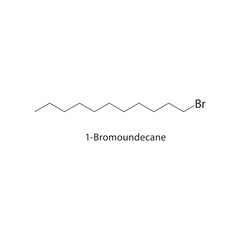 1-Bromoundecane skeletal structure. Alkyl Bromide compound schematic illustration. Simple diagram, chemical formula.