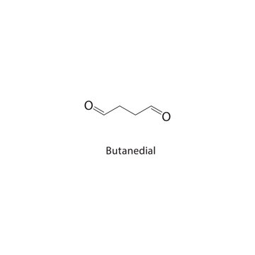 Butanedial skeletal structure. Dialdehyde compound schematic illustration. Simple diagram, chemical formula.