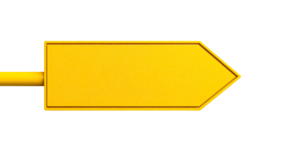 Empty yellow arrow sign, direction indicator pointer, cut out transparent