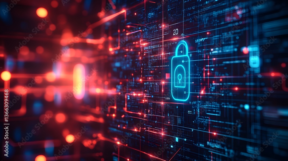 Aufkleber digital security concept showing a glowing padlock and circuits