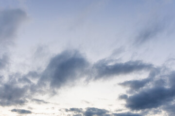 Clouds on the sky with sunlight in the evening