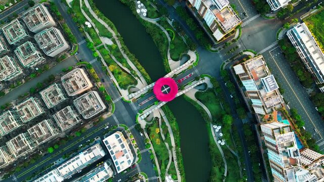 luxury residential district sala city with river, modern houses, green tropical parks and modern environment, contemporary real estate of Ho Chi Minh, Vietnam, aerial drone view 4k