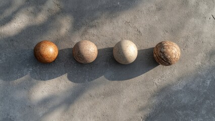 Set of Decorative Earthy Colored Stones on Concrete Surface