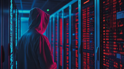 Hackers are planning to hack and attack Zeroday networks and cyber security systems in Smart digital city with Data center on cloud cyber security and Blue Binary Data Software Programming Code 