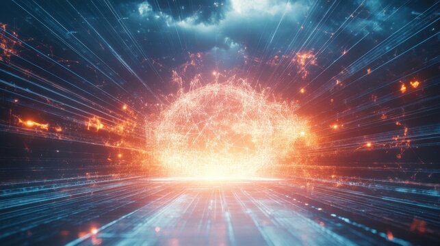 An AI powered system optimizing cloud computing resources by analyzing real time workload data and infrastructure needs, futuristic AI-driven cloud platform, Cloud technology style