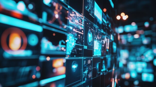 An AI powered system optimizing digital media production by analyzing real time audience engagement and content trends, futuristic AI-driven media production studio, Media technology style