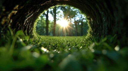 Nature's tunnel, sunlight through lush greenery