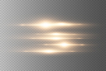 Flashes and glare of gold color, glove line.Neon light.Abstract light background.Vector.