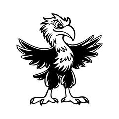 Eagle with outspread wings. Vector illustration for mascots, logos, or coloring pages