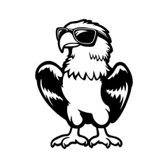 Eagle in sunglasses. Vector illustration for mascots, logos, or coloring pages