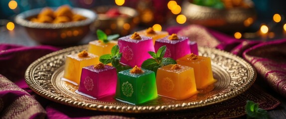 Fototapeta premium elegant dessert presentation with candlelit ambiance