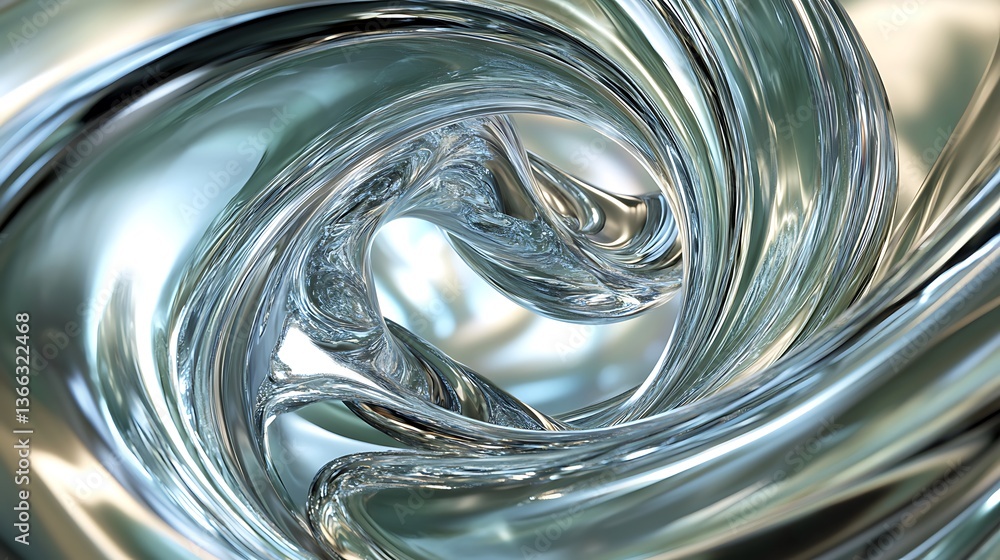 Poster abstract metallic swirl: a captivating close-up of flowing metal, revealing intricate textures and d