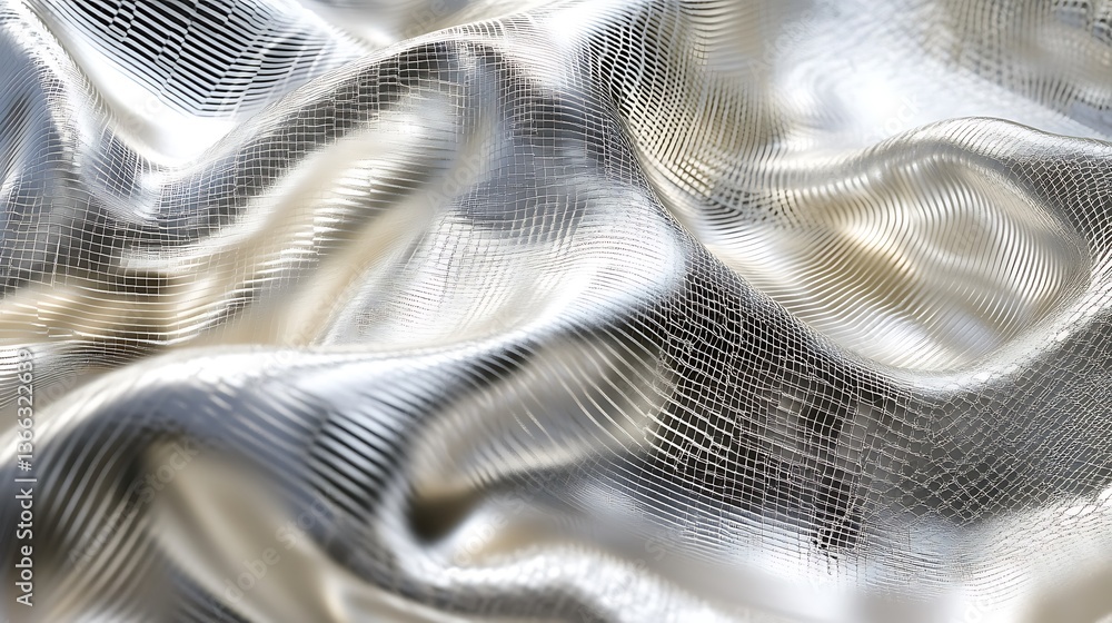 Aufkleber abstract metallic surface with wavy grid pattern, creates a futuristic, modern texture and design el