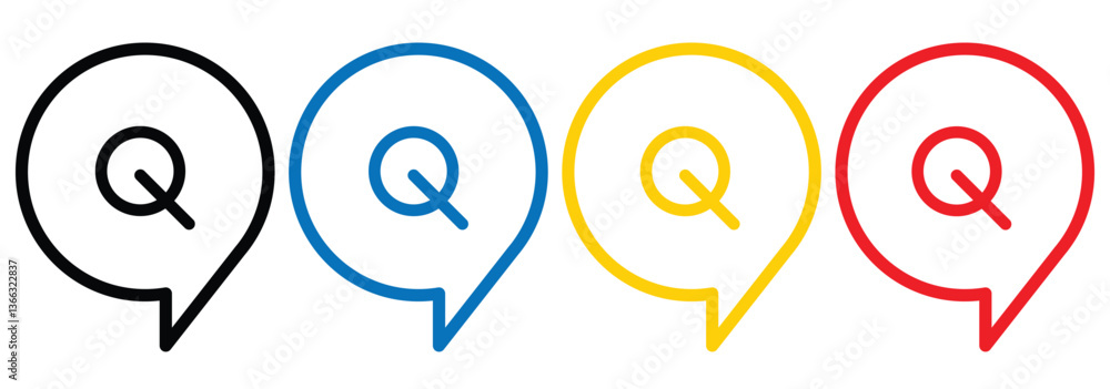 Poster chat question and answer icon set. faq sign. tick, question, information and answers mark. question 