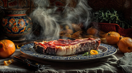 grilled meat with vegetables