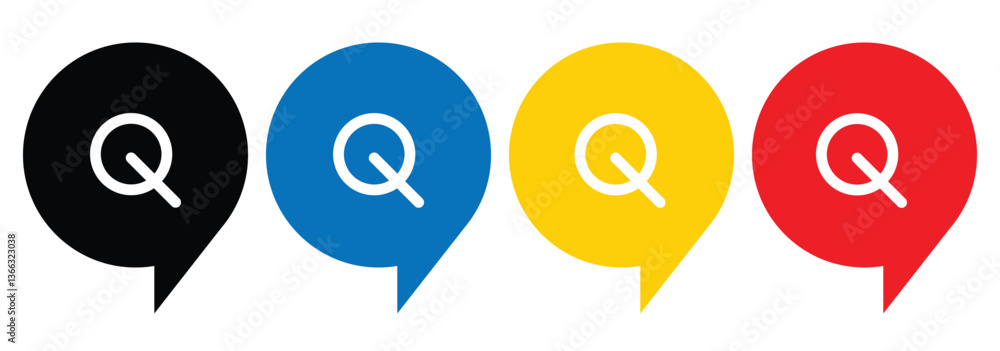Poster question mark icon set. comment question line icons collection. bubble question icon, faq questions 