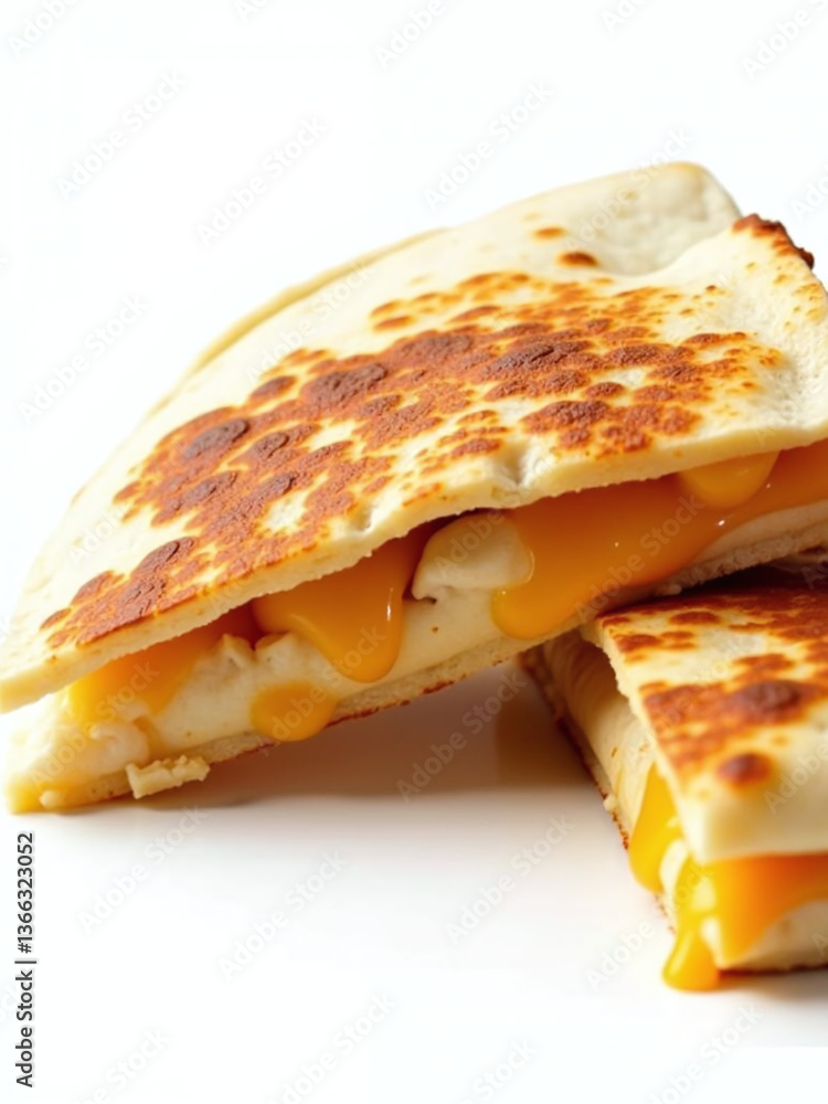 Poster A Chicken Quesadilla Image With A Simple Png Background Featuring Just Chicken And Melted Cheese In Plain Sight.
