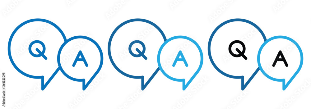 Poster chat question and answer icon set. faq sign. tick, question, information and answers mark. question 