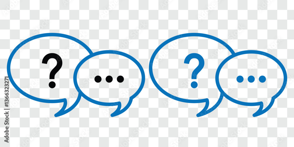 Poster question mark icon set. comment question line icons collection. bubble question icon, faq questions 