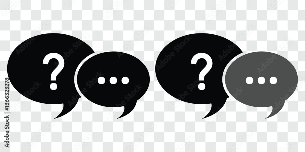 Poster question mark icon set. comment question line icons collection. bubble question icon, faq questions 