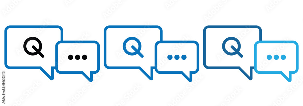 Poster chat question and answer icon set. faq sign. tick, question, information and answers mark. question 