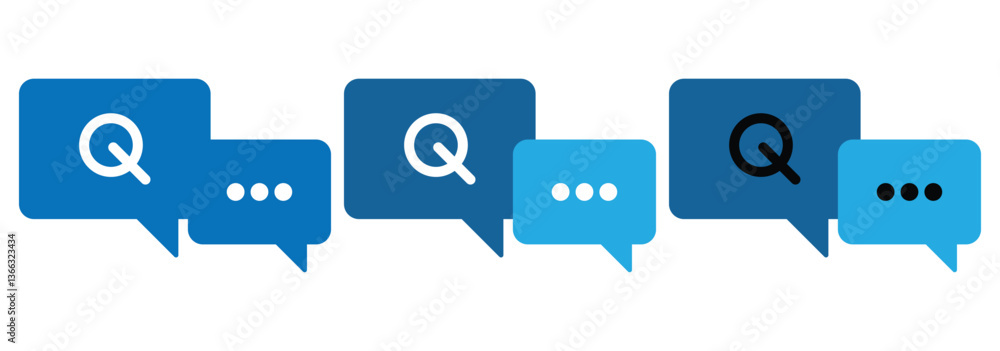 Poster set of question mark, answer sign. chat question and answer icon set. message vector icons. help spe
