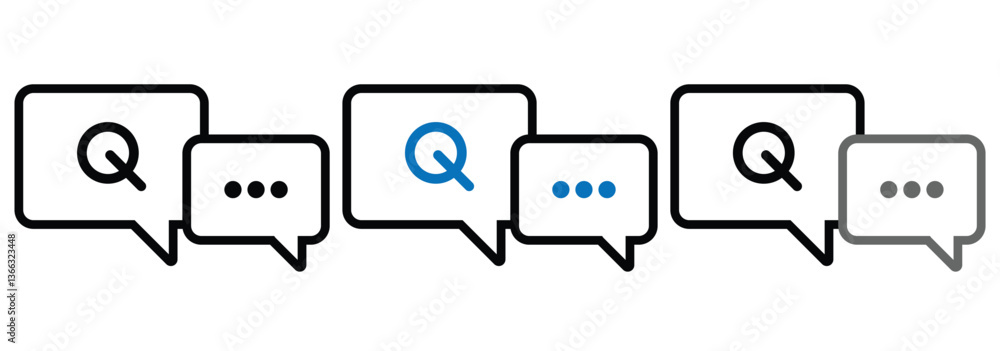 Poster set of question mark, answer sign. chat question and answer icon set. message vector icons. help spe