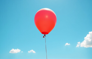 Fototapeta premium A Brightly Colored Balloon Floats Gently Upward In A Gentle Breeze On A Sunny Day Outdoors Somewhere Always.