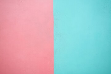 Fototapeta premium ピンクと青の対照的な壁の色彩が印象的な空間の展示