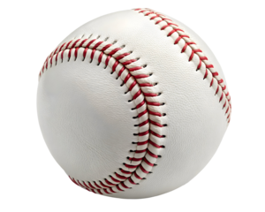 Classic White Baseball with Red Stitches on Isolated Background