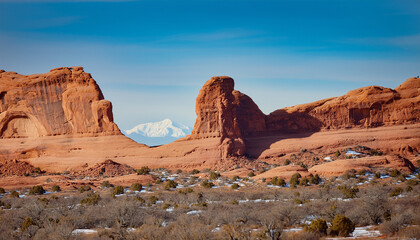 Fototapeta premium Majestic Utah scenery with breathtaking red rock formations, deep canyons, expansive desert plains