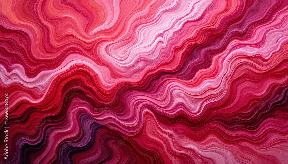 Poster swirling patterns of red and pink create a vibrant abstract composition, showcasing a dynamic interp