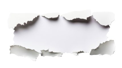 Torn white paper, abstract shape, design element concept, cut out transparent