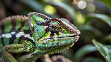 Obraz premium Vibrant Chameleon Eye Up-Close