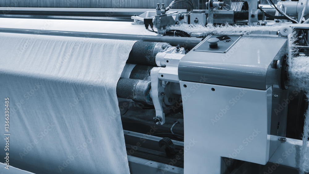 Aufkleber a machine is weaving a piece of fabric. the machine is made up of many parts, including a large meta