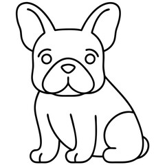 Cute French Bulldog Outline on Transparent Background