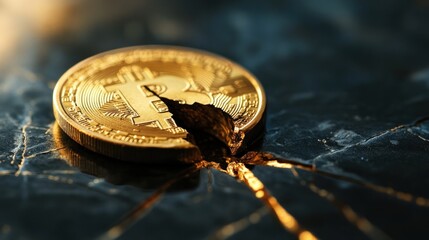 A crumbling gold coin symbolizing economic instability --ar 16:9 --v 6.1 Job ID: d33e7783-0644-4ed4-8ac7-69abef409ae2