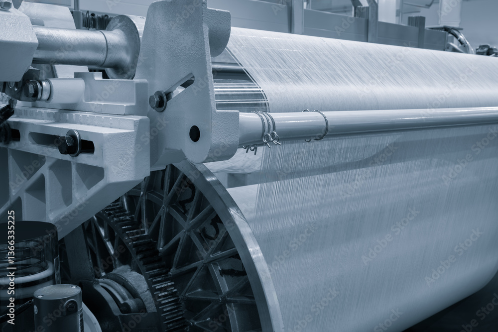 Aufkleber a machine is weaving a piece of fabric. the machine is made up of many parts, including a large meta