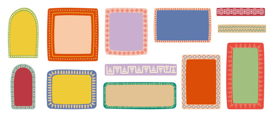 Vintage exotic frames in ethnic style. Retro frames, set.