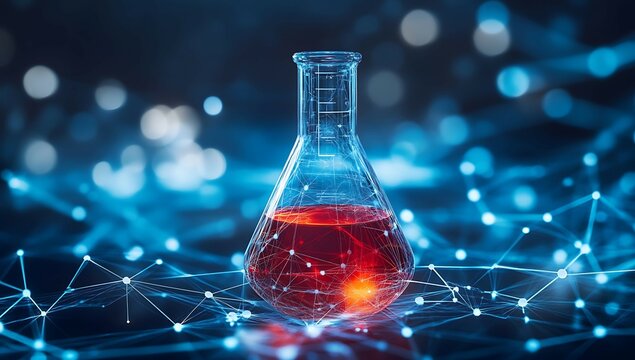 Scientific research lab chemistry flask experiment