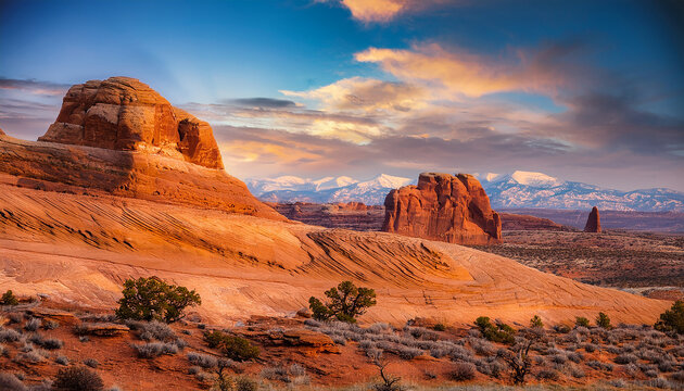 Majestic Utah scenery with breathtaking red rock formations, deep canyons, expansive desert plains